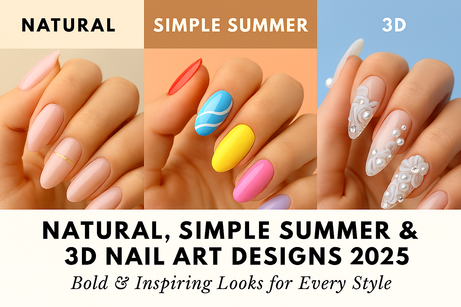 Nail Art Designs 2025: Natural, Simple Summer &amp; 3D Nail Art Ideas for Every Style