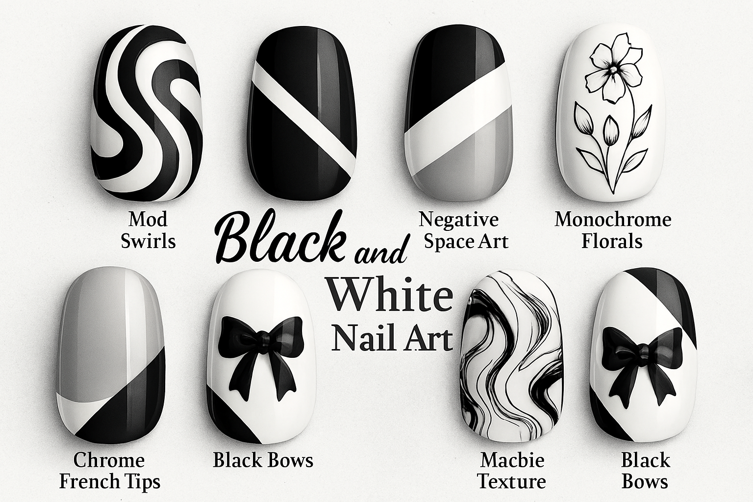 Black and White Nail Art (2025): Mapped Contrast, Emotional Elegance &amp; Discoverable Minimalism