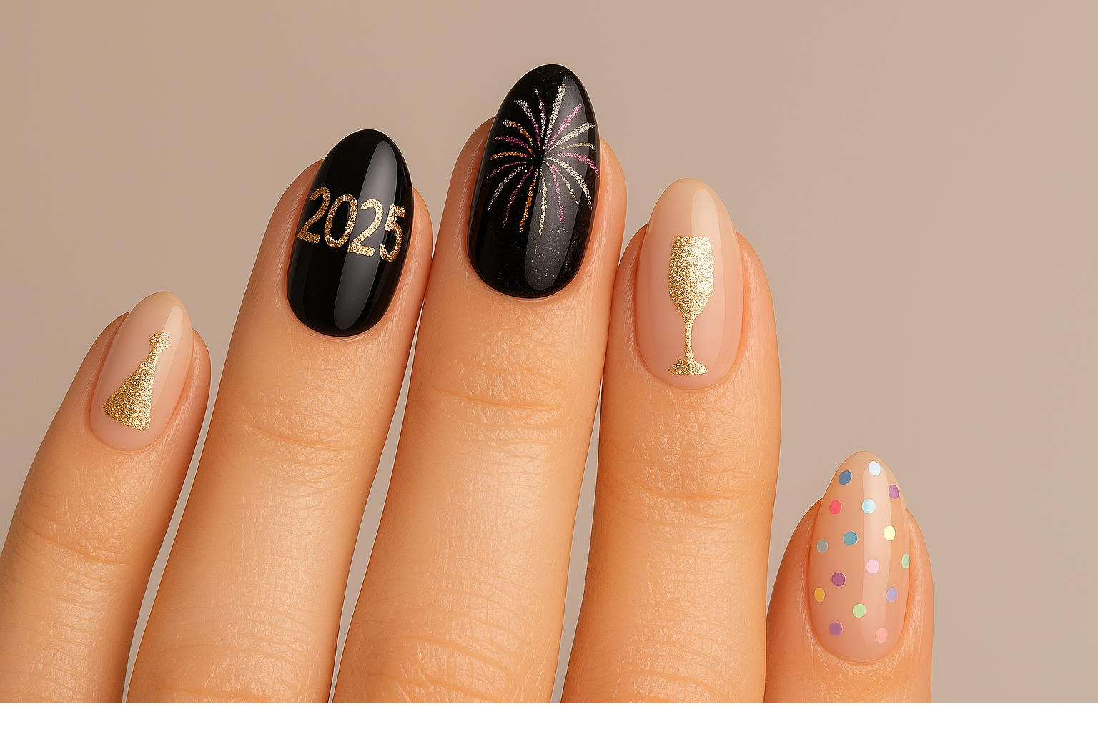 Happy New Year Nail Art Designs (2025): Sparkle, Countdown &amp; Mapped Celebration